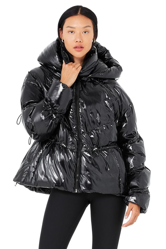 Kurtki Alo Yoga Stunner Puffer Damskie Czarne | IDRUZ6758