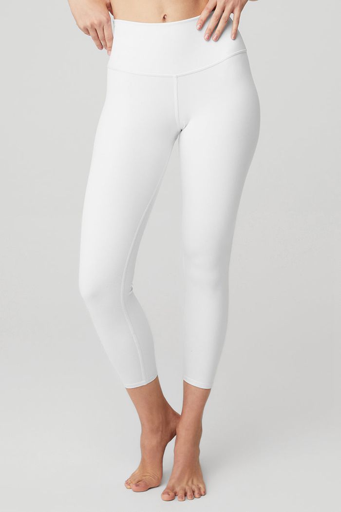 Legginsy Alo Yoga 7/8 High-Stanem Airbrush Damskie Białe | GENLR0531