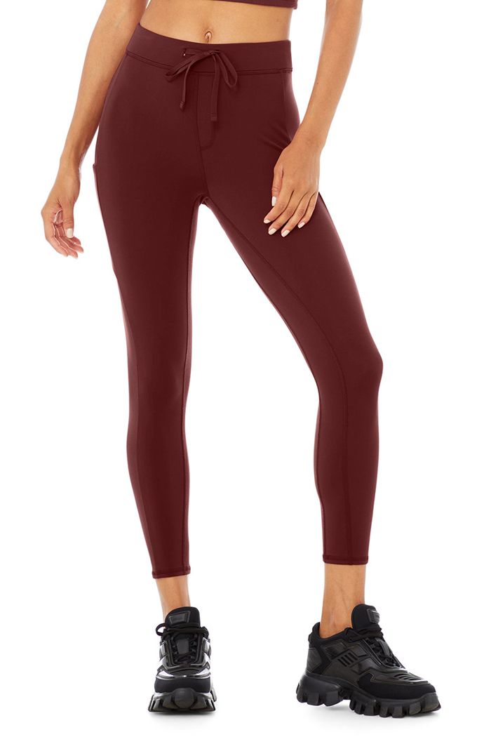 Legginsy Alo Yoga 7/8 High-Stanem Checkpoint Damskie Czerwone | RWMBX3750