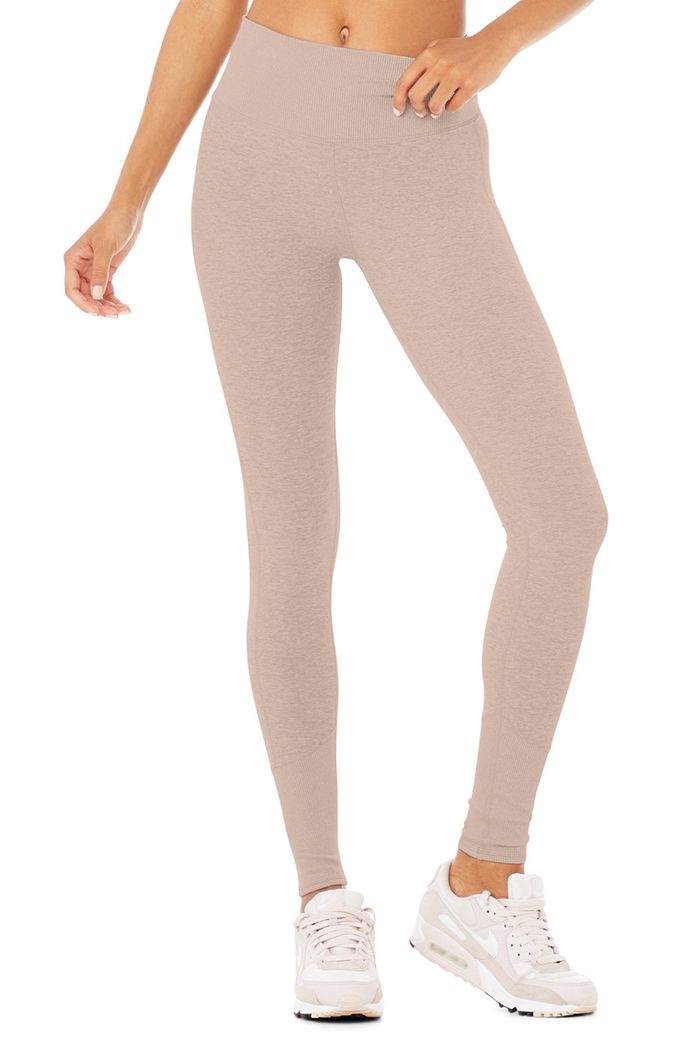 Legginsy Alo Yoga High-Stanem Alosoft Lounge Damskie Różowe | EGCLW8726