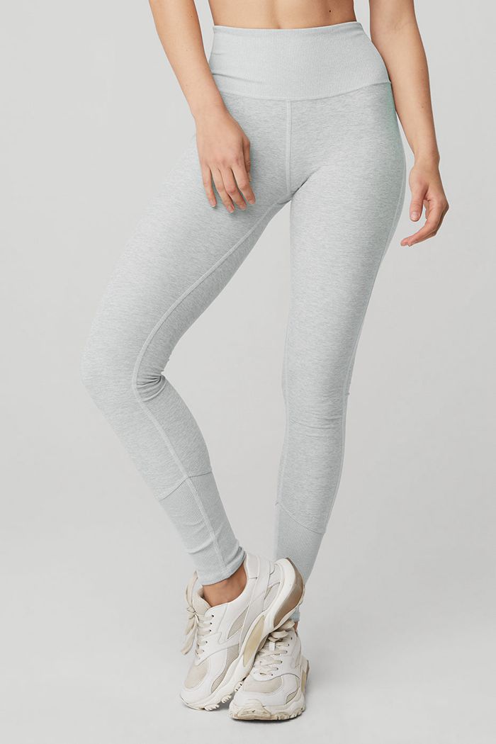 Legginsy Alo Yoga High-Stanem Alosoft Lounge Damskie Szare | NBCVH5736