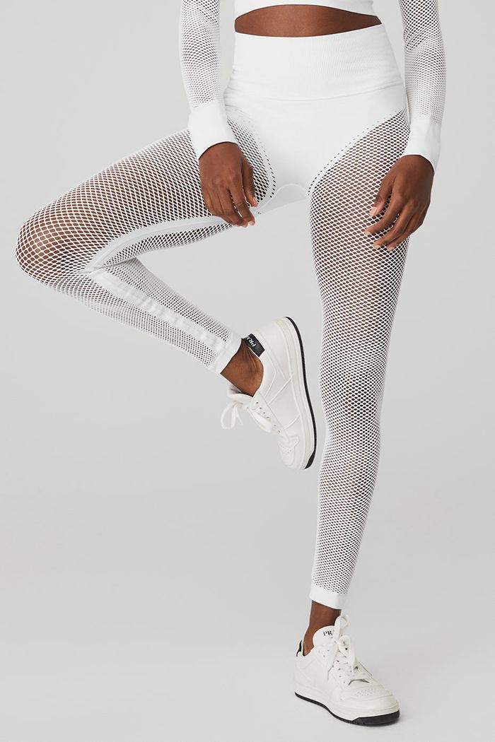 Legginsy Alo Yoga Seamless High-Stanem 7/8 Limitless Open Air Damskie Białe | YVHKE6892