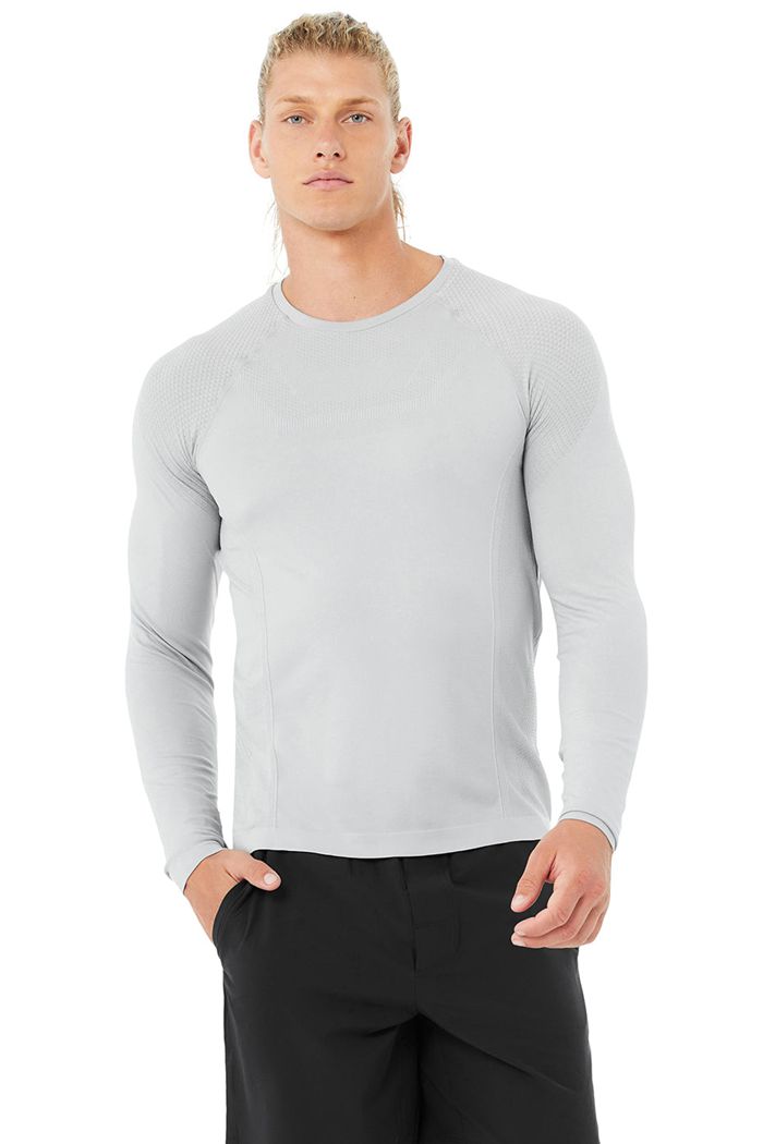 Long Sleeve Alo Yoga Amplify Seamless Męskie Szare | HAGYS4610