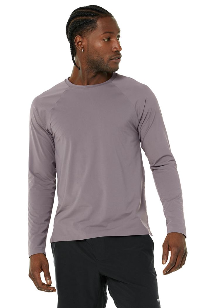 Long Sleeve Alo Yoga Idol Performance Tee Męskie Fioletowe | MBFHQ6390