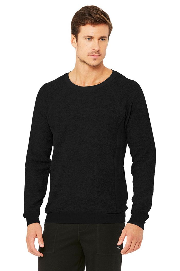 Long Sleeve Alo Yoga Triumph Crew Neck Sweatshirt Męskie Czarne | OJIEQ4701