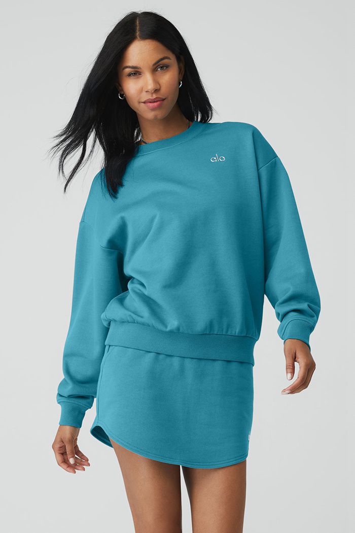 Pulowery Alo Yoga Accolade Crew Neck Damskie Niebieskie | OQVJG4637