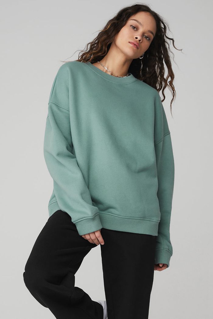 Pulowery Alo Yoga Renown Crew Neck Damskie Niebieskie | HYUTP4302