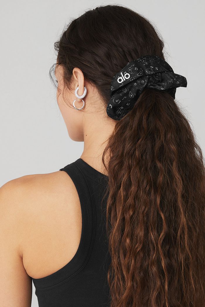 Scrunchie Alo Yoga Bandana Oversized Damskie Czarne | TDBZK8294