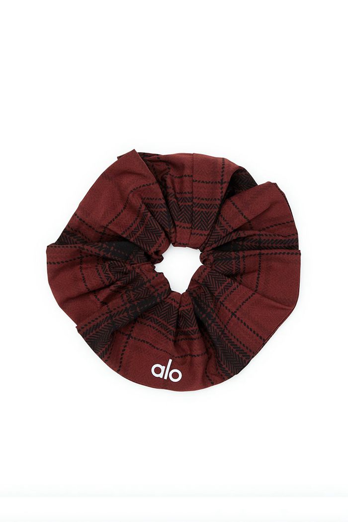 Scrunchie Alo Yoga Legacy Plaid Oversized Damskie Czarne | UKDBR3012