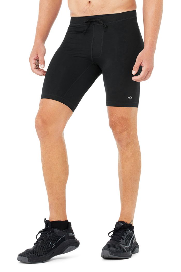 Short Alo Yoga 9 Warrior Compression Męskie Czarne | OZQBN9270