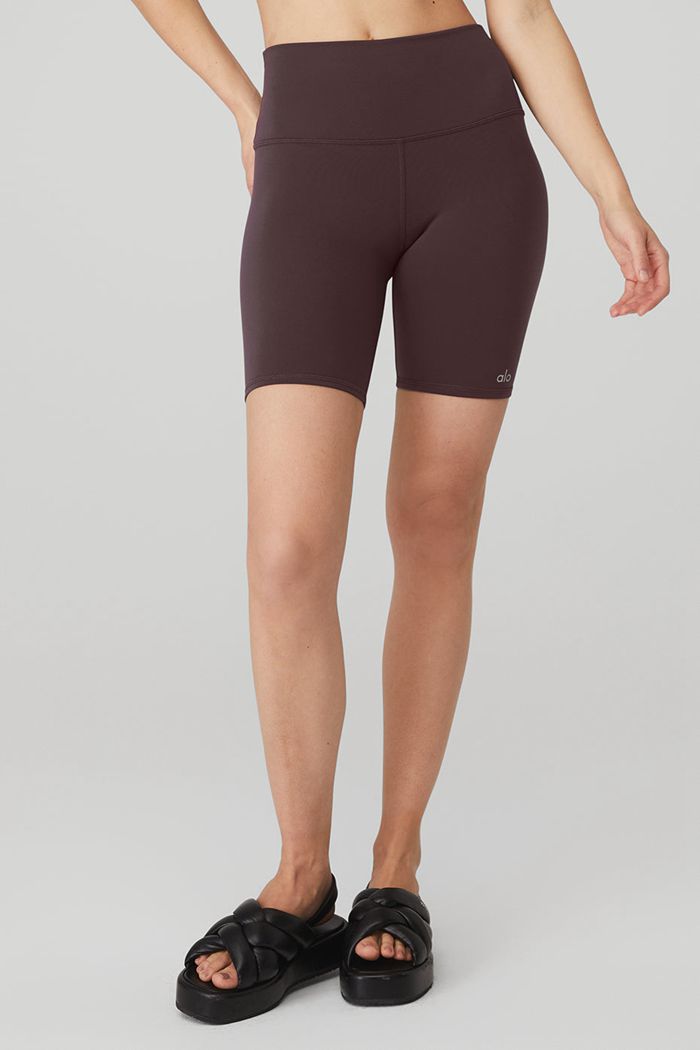 Short Alo Yoga High-Stanem Motocyklowe Damskie Czarne | IUDXZ0816