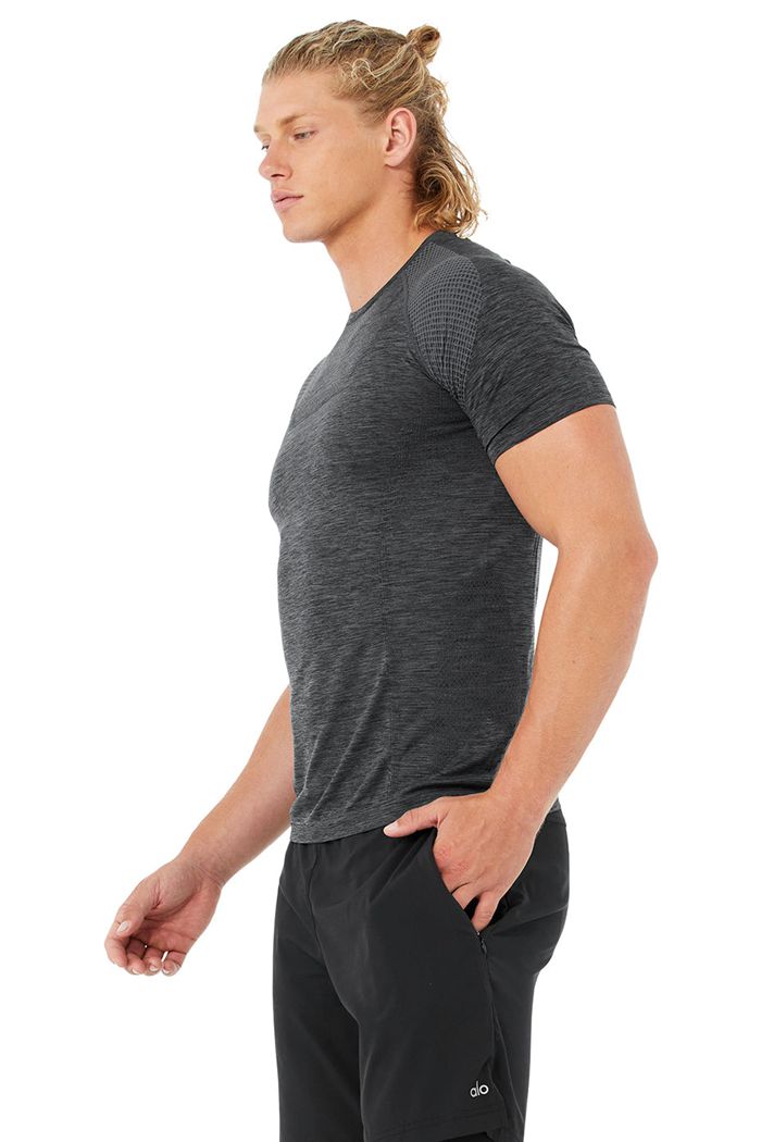 Short Sleeve Alo Yoga Amplify Seamless Tee Męskie Czarne | DSHOM2530