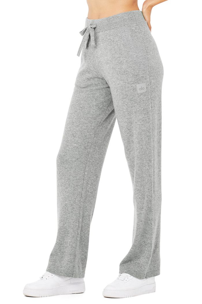 Spodnie Alo Yoga Cashmere High-Stanem Jet Set Szerokie Leg Damskie Szare | GOFNK0475