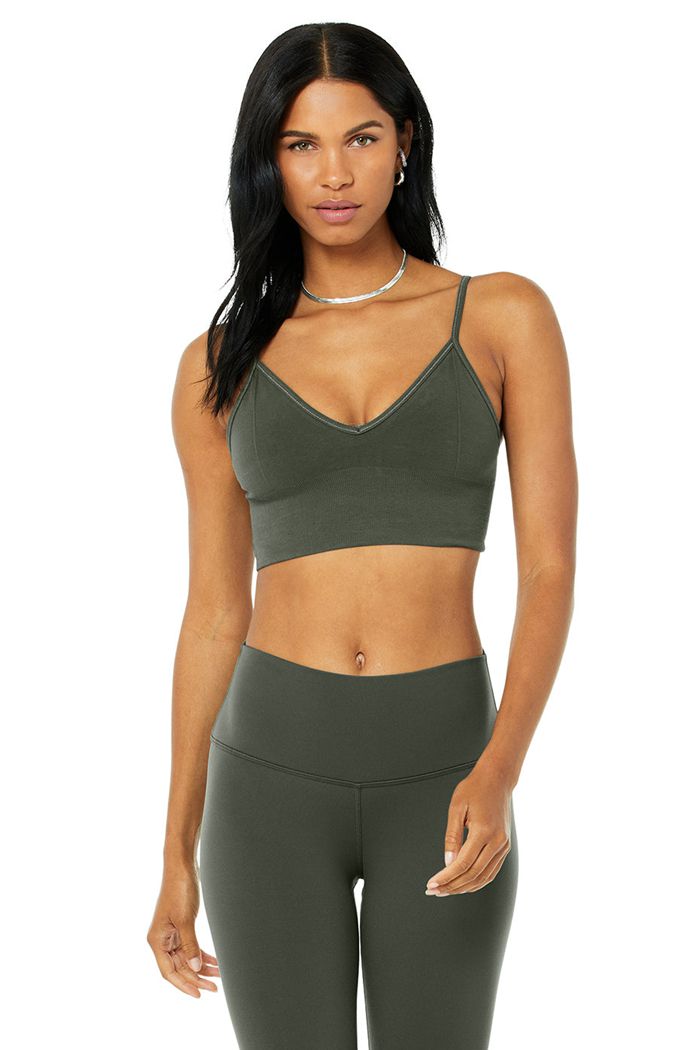 Staniki Alo Yoga Delight Bralette Damskie Ciemny Zielone | ZFNGE2108