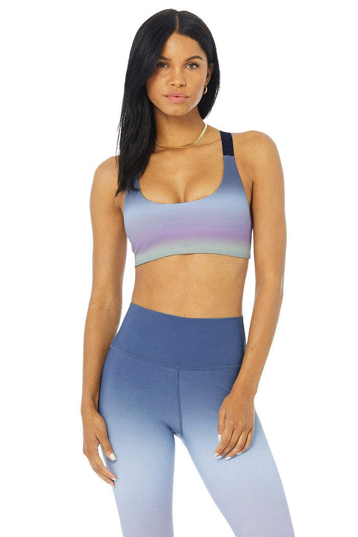 Staniki Alo Yoga Vapor Gradient Dusk Take Charge Damskie Niebieskie | OCFLX7918