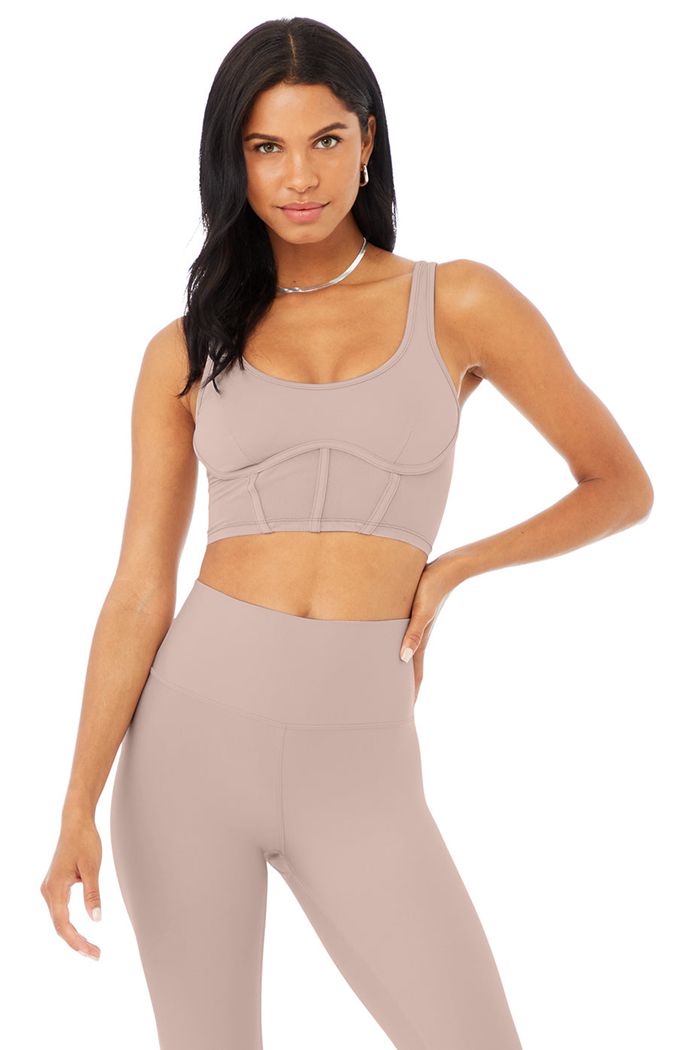 Tank Tops Alo Yoga Airbrush Mesh Corset Damskie Różowe | QXIUH3974