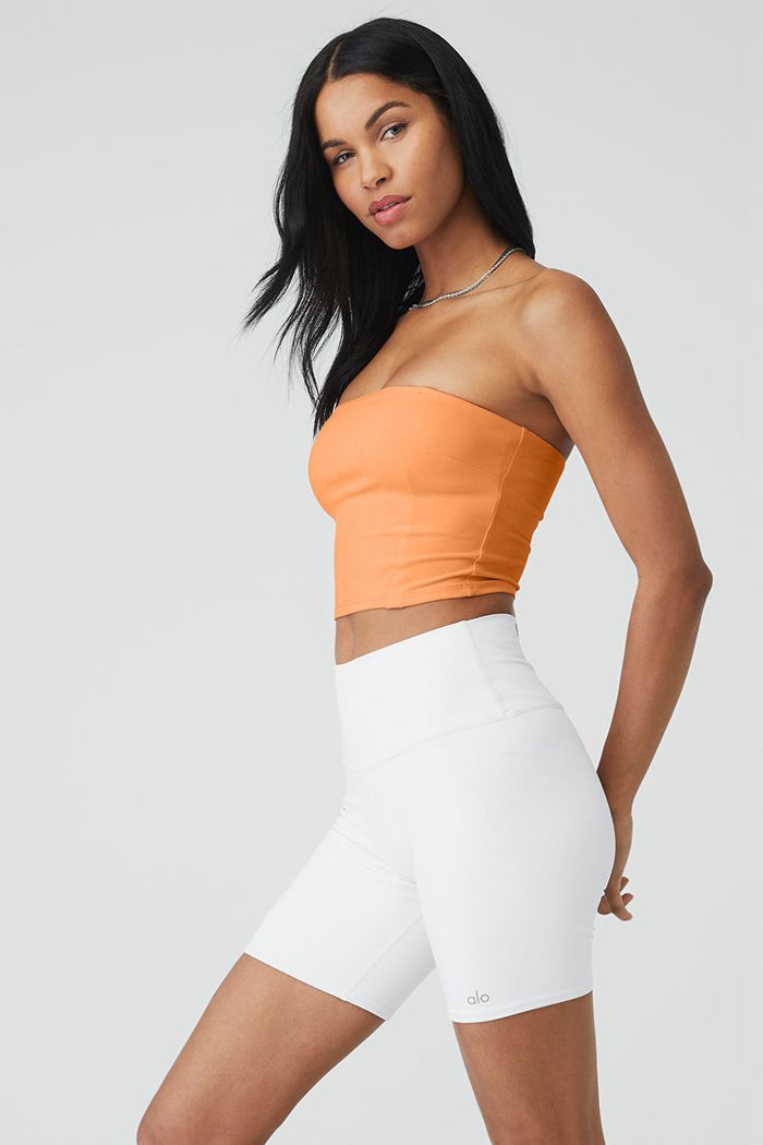 Tank Tops Alo Yoga Alosoft Convertible Sunkissed Bandeau Damskie Pomarańczowe | ELXCF2640