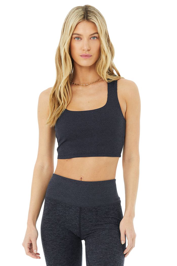 Tank Tops Alo Yoga Alosoft Ribbed Chic Damskie Granatowe | PVNMW4937