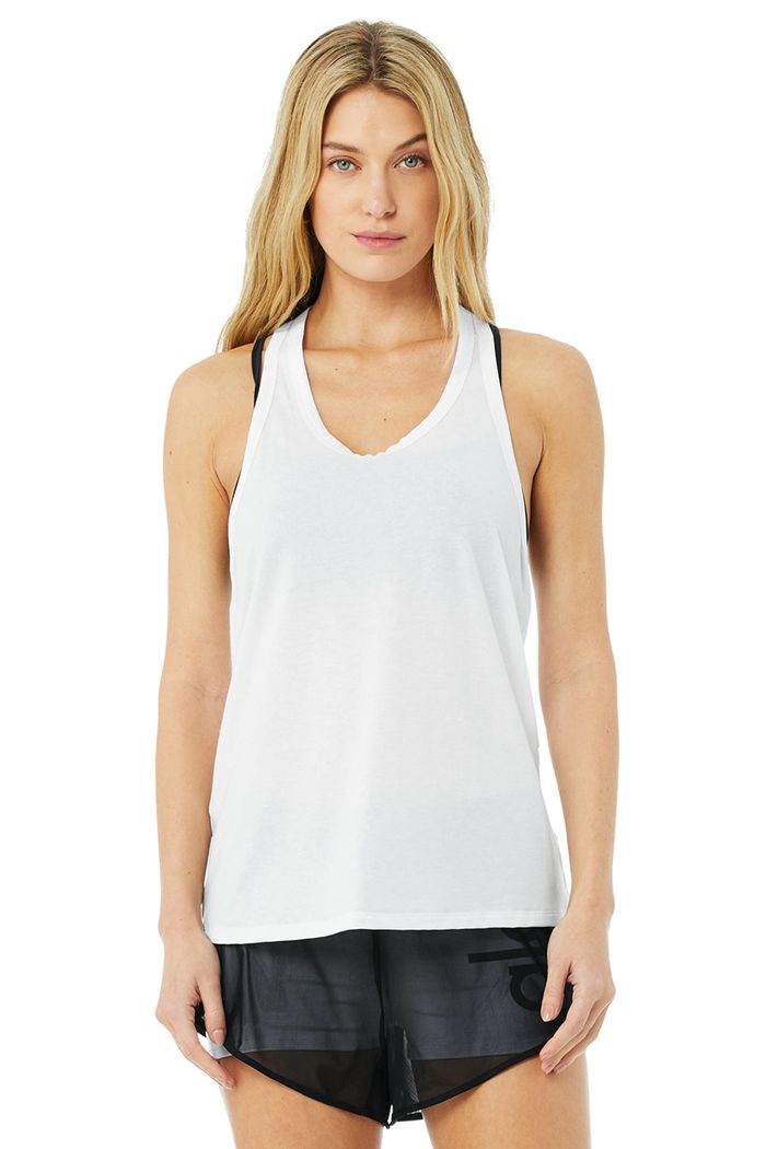 Tank Tops Alo Yoga Motion Damskie Białe | UXYRW8947