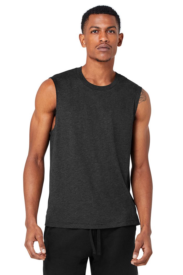 Tank Tops Alo Yoga The Triumph Muscle Męskie Czarne | DHBJS6047