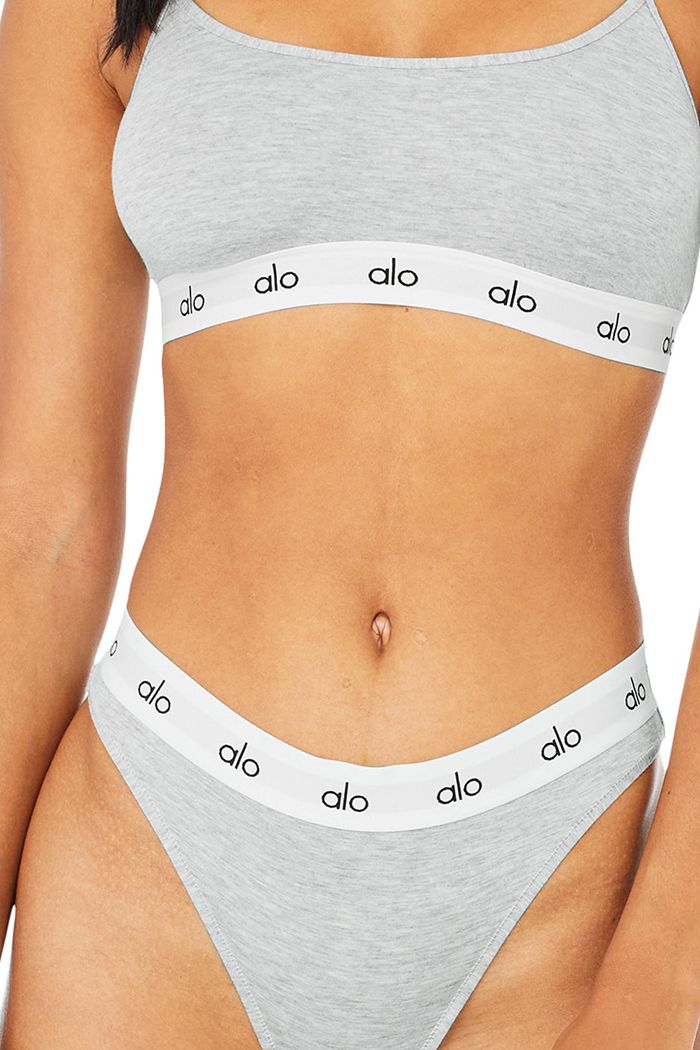 Bielizny Alo Yoga Icon High-Cut Stringi Damskie Szare | OKXVG0615