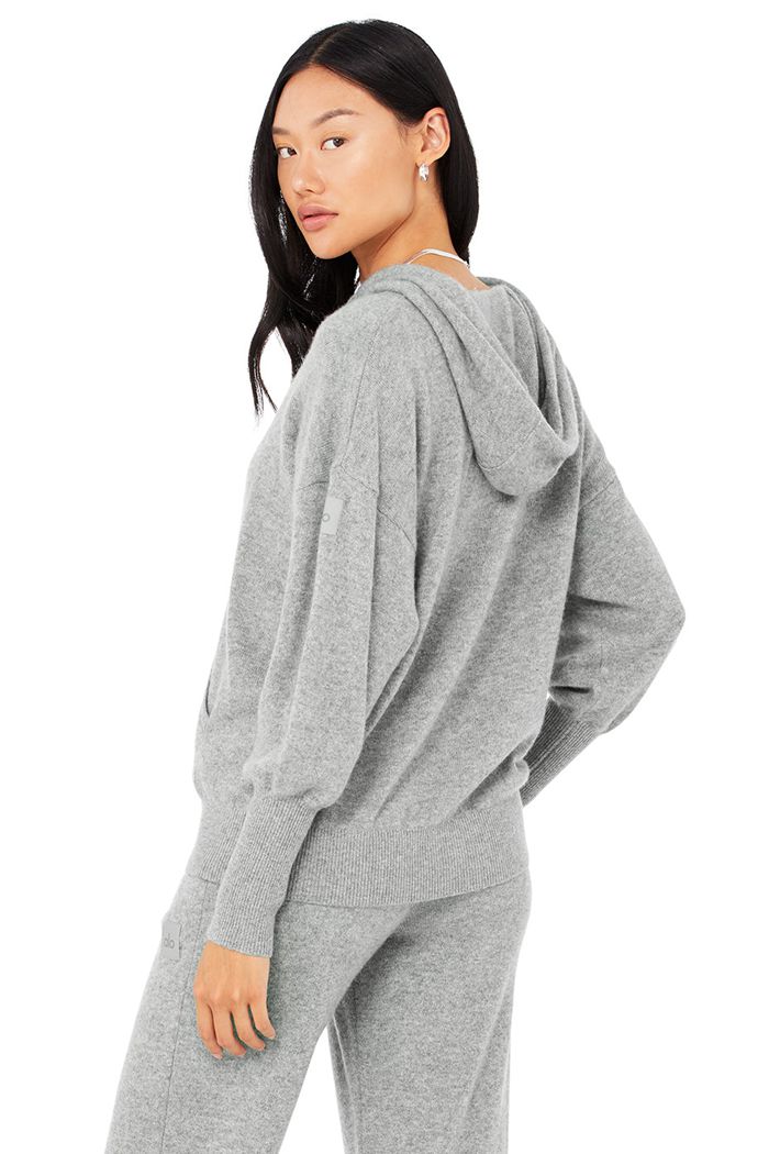 Bluzy Z Kapturem Alo Yoga Cashmere Jet Set Damskie Szare | CIPDF3205