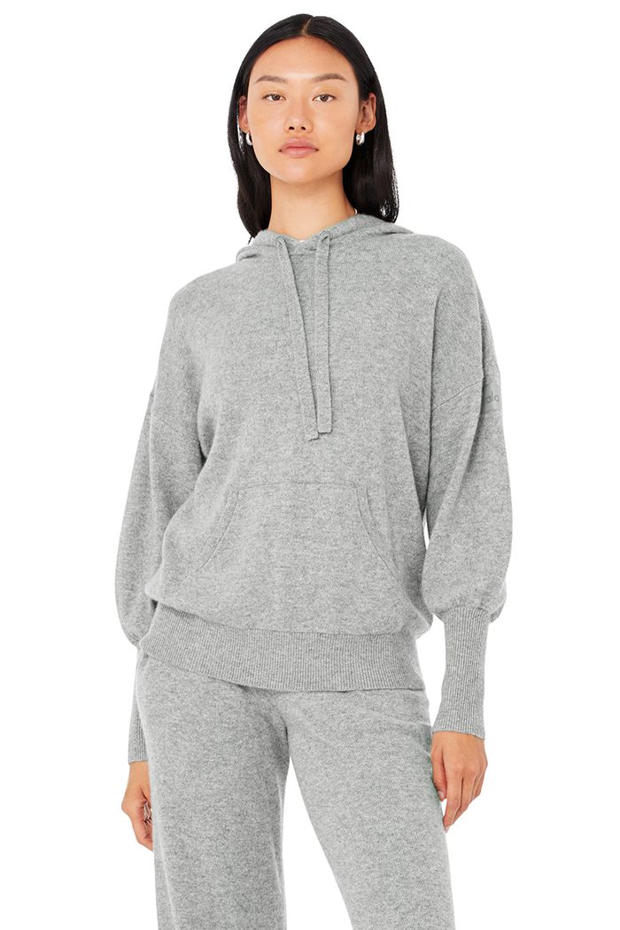 Bluzy Z Kapturem Alo Yoga Cashmere Jet Set Damskie Szare | CIPDF3205