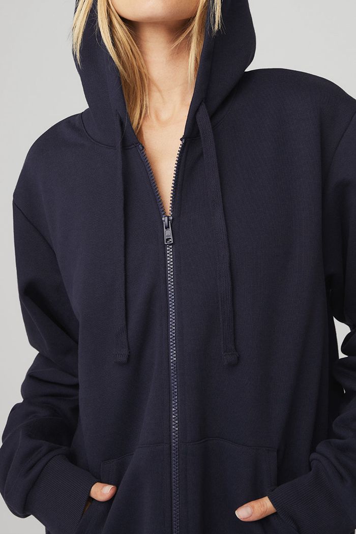 Bluzy Z Kapturem Alo Yoga Everyday Full Zip Damskie Czarne | YSXZV3582