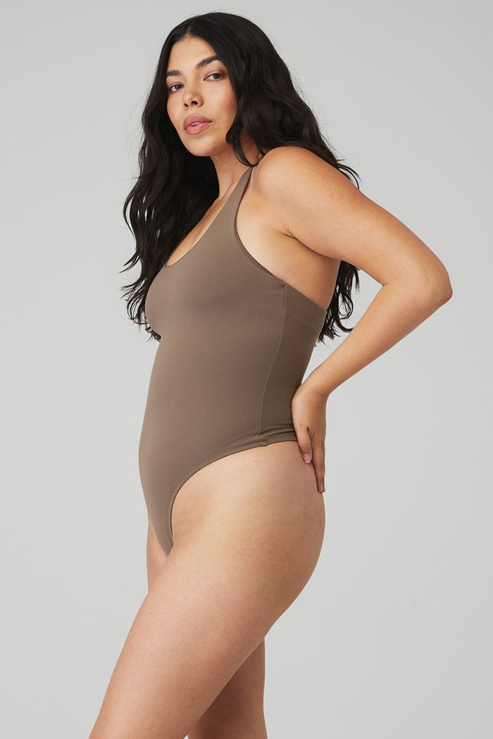 Body Alo Yoga Sleek Back Damskie Brązowe | AMFHS9425