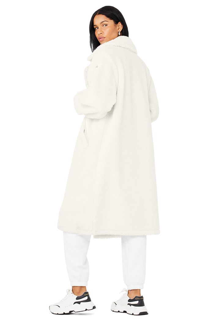 Coat Alo Yoga Oversized Sherpa Trench Damskie Białe | ELRZQ3708