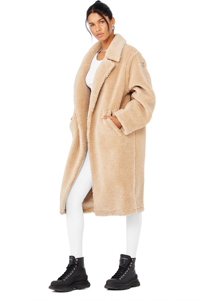 Coat Alo Yoga Oversized Sherpa Trench Damskie Brązowe | KXUPF2430