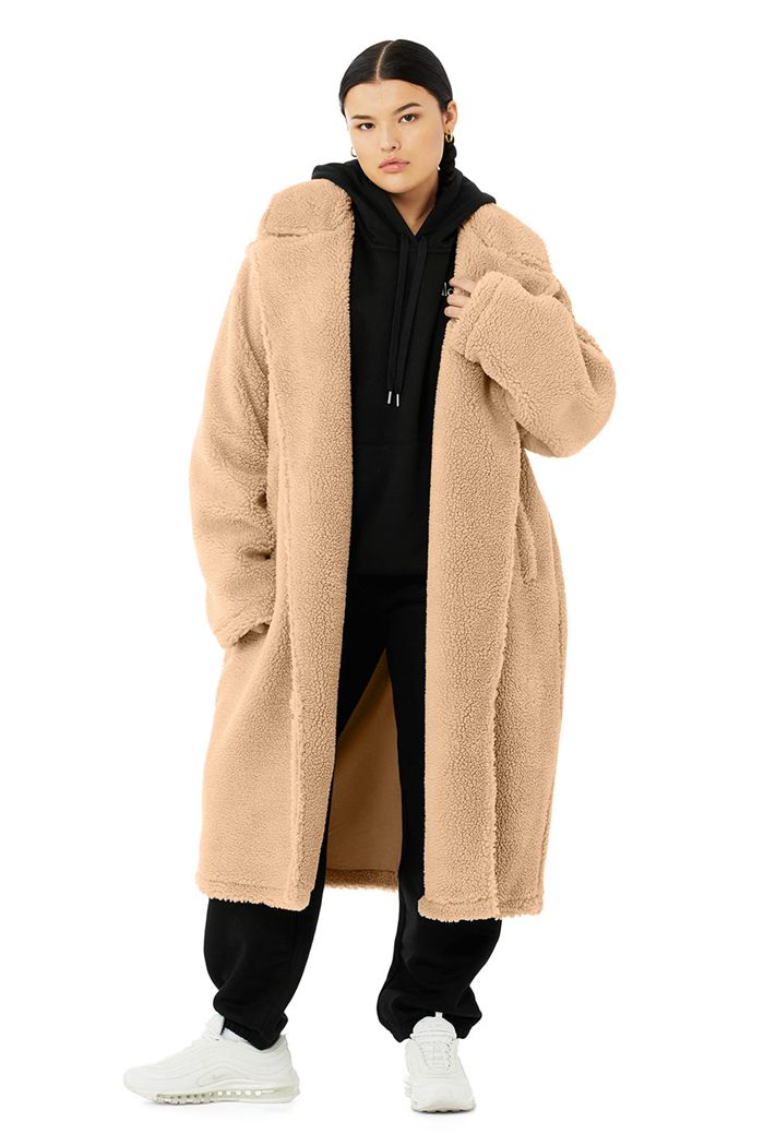 Coat Alo Yoga Oversized Sherpa Trench Damskie Brązowe | KXUPF2430