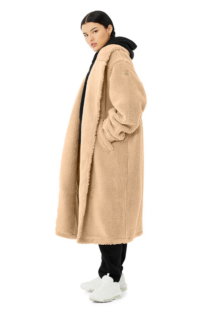 Coat Alo Yoga Oversized Sherpa Trench Damskie Brązowe | KXUPF2430