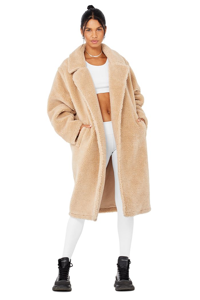 Coat Alo Yoga Oversized Sherpa Trench Damskie Brązowe | KXUPF2430