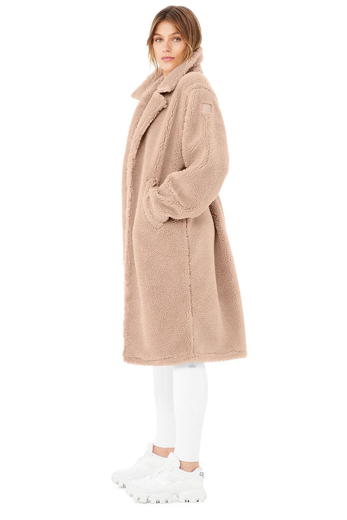 Coat Alo Yoga Oversized Sherpa Trench Damskie Różowe | RUCMV8937