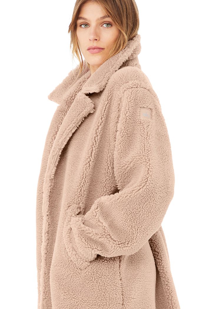 Coat Alo Yoga Oversized Sherpa Trench Damskie Różowe | RUCMV8937