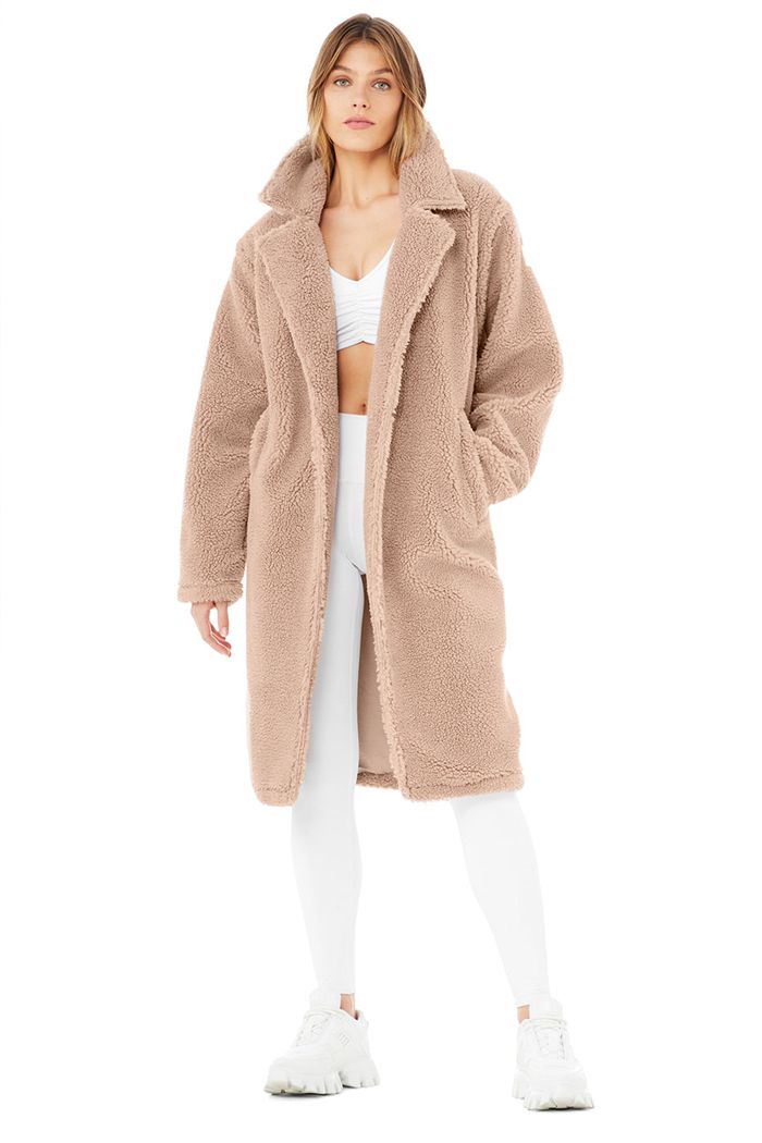 Coat Alo Yoga Oversized Sherpa Trench Damskie Różowe | RUCMV8937