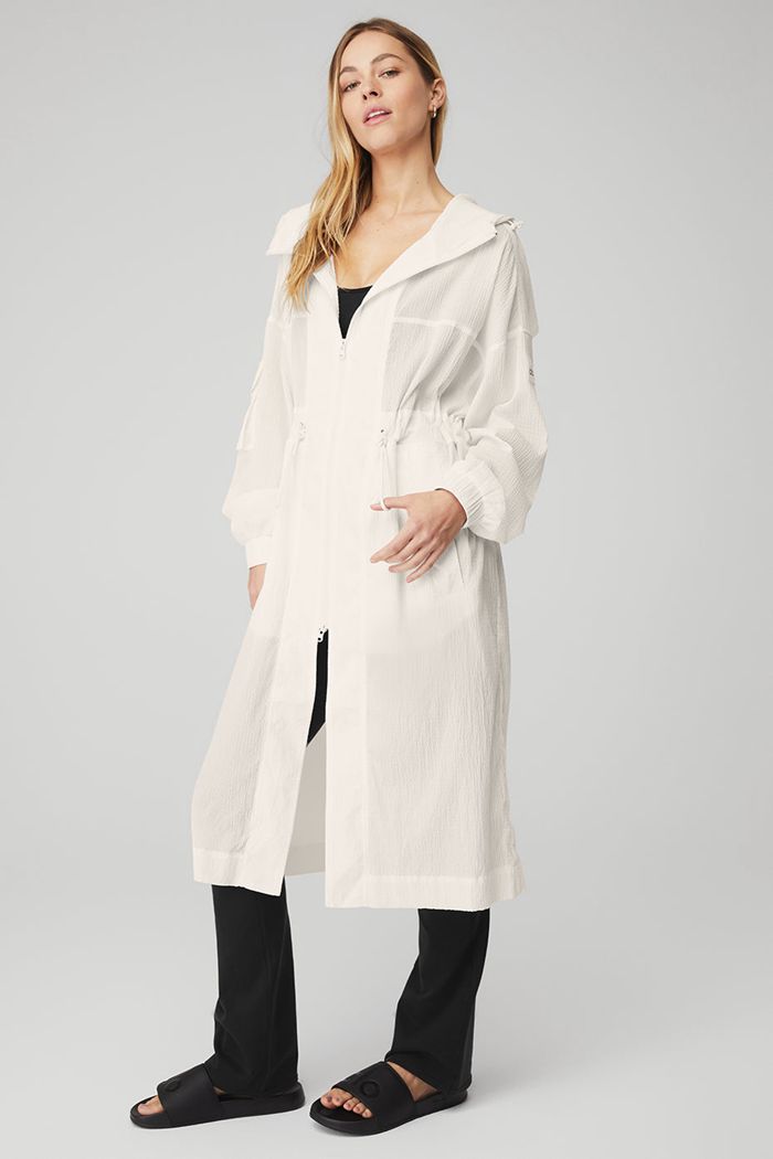 Coat Alo Yoga Summer Nights Lekkie Damskie Białe | VNEQB8471