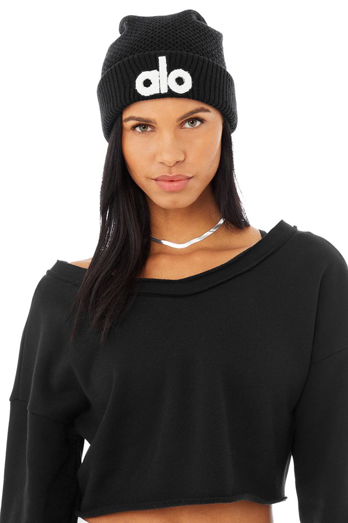 Czapki Beanie Alo Yoga Cool Skies Damskie Czarne | GHTPU8473