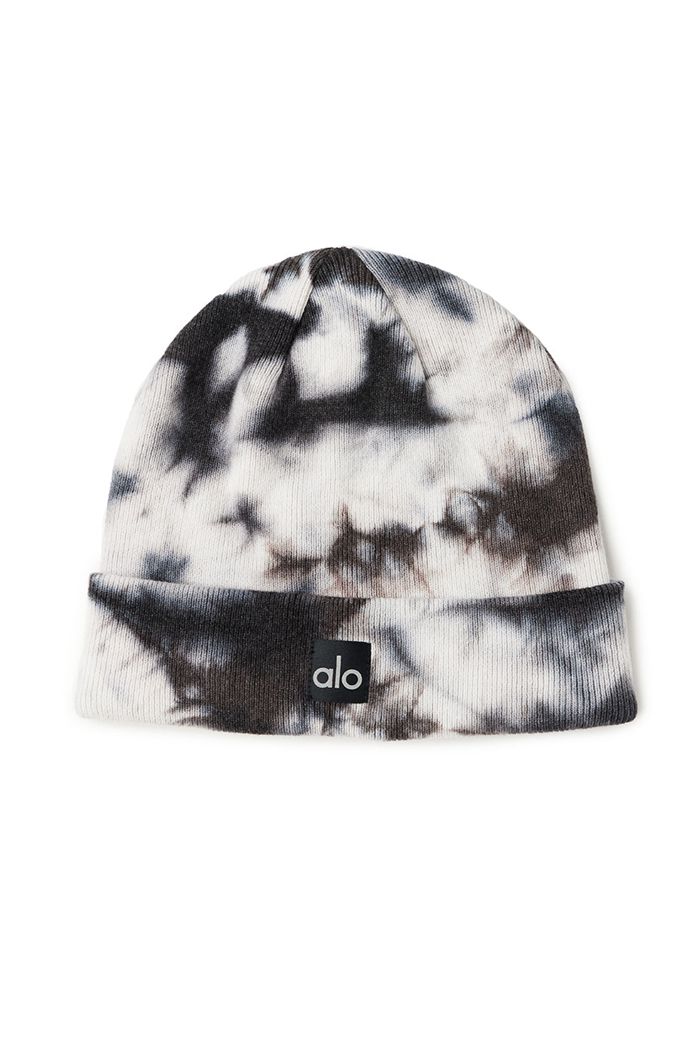 Czapki Beanie Alo Yoga Tie-Dye Damskie Czarne Białe | DZBNS6015