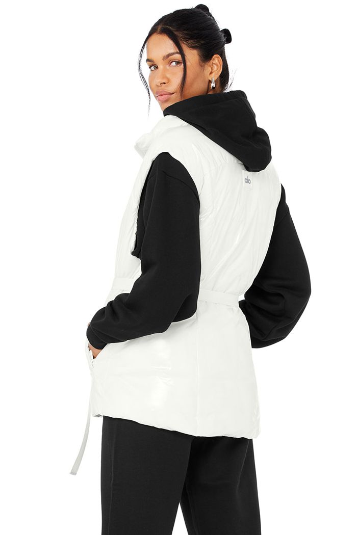 Kamizelki Alo Yoga Stunner Puffer Damskie Białe | PLJAO7625