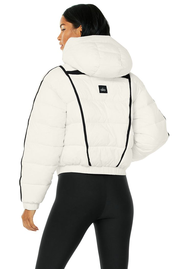 Kurtki Alo Yoga Aspen Love Puffer Damskie Białe | SVKBD9531