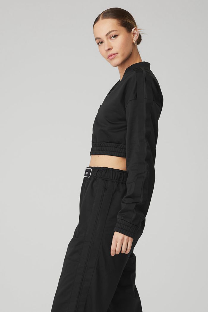 Kurtki Alo Yoga Cropped Prizewinner Damskie Czarne | RPAJQ5874