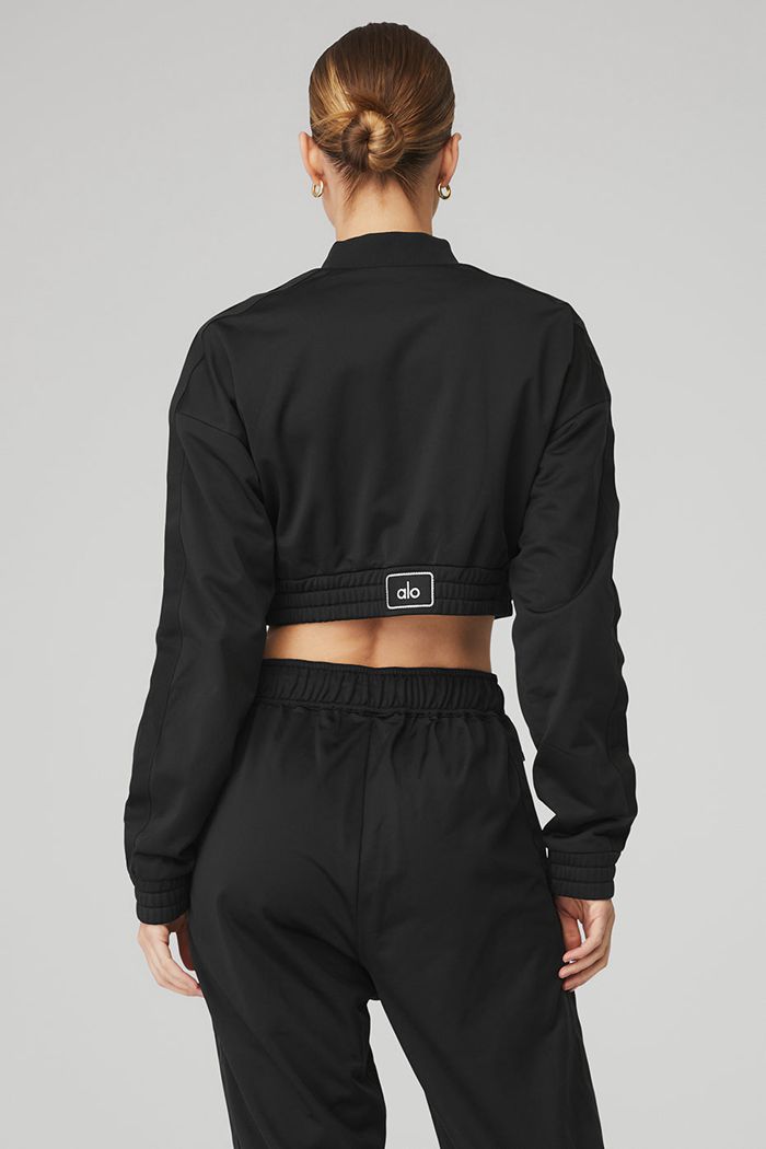 Kurtki Alo Yoga Cropped Prizewinner Damskie Czarne | RPAJQ5874