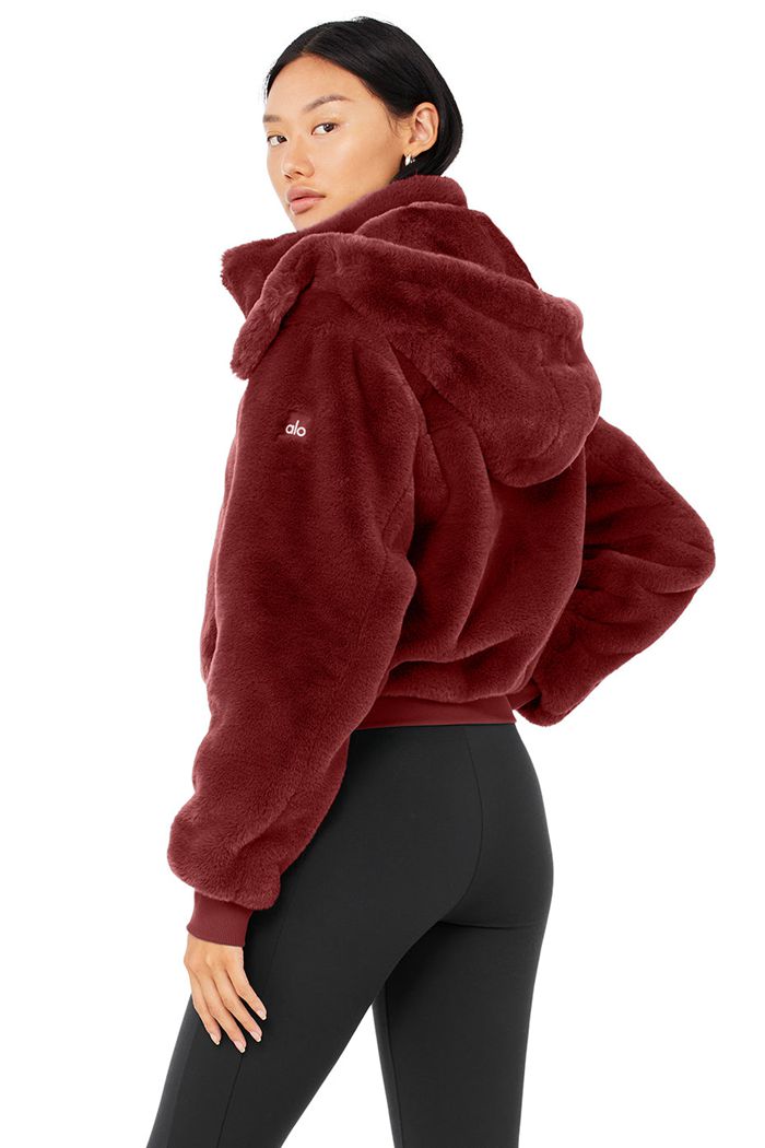 Kurtki Alo Yoga Faux Fur Foxy Damskie Czerwone | XGHLY5096