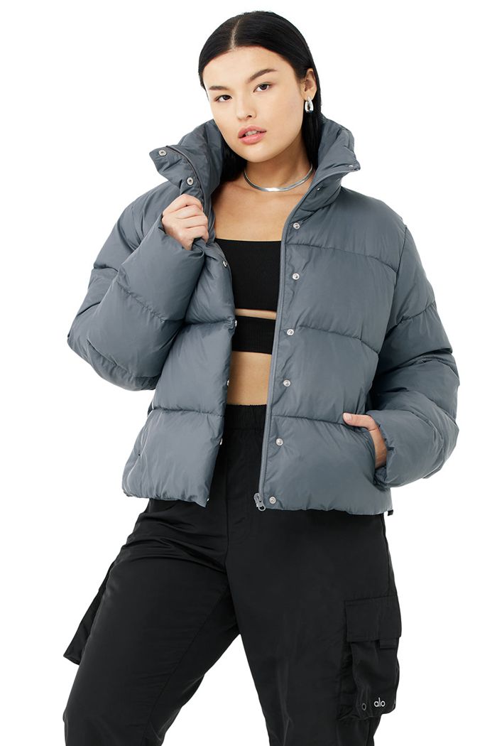 Kurtki Alo Yoga Gold Rush Puffer Damskie Szare | FQCXS8476