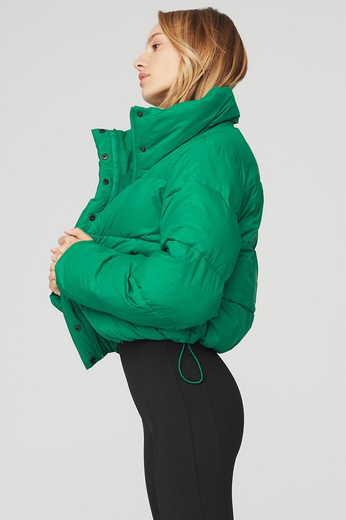 Kurtki Alo Yoga Gold Rush Puffer Damskie Zielone Turkusowe | MIKHN0267