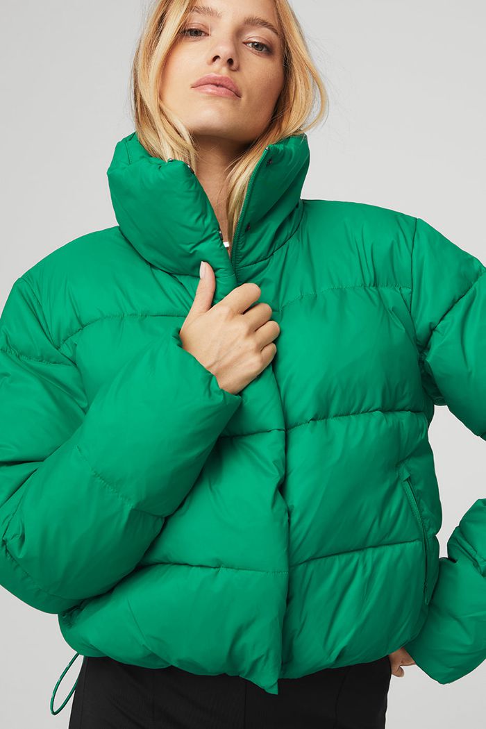 Kurtki Alo Yoga Gold Rush Puffer Damskie Zielone Turkusowe | MIKHN0267