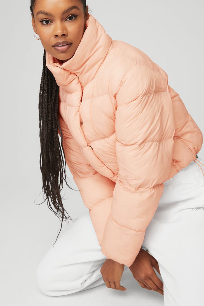 Kurtki Alo Yoga Gold Rush Puffer Damskie Beżowe | OUBHW7569