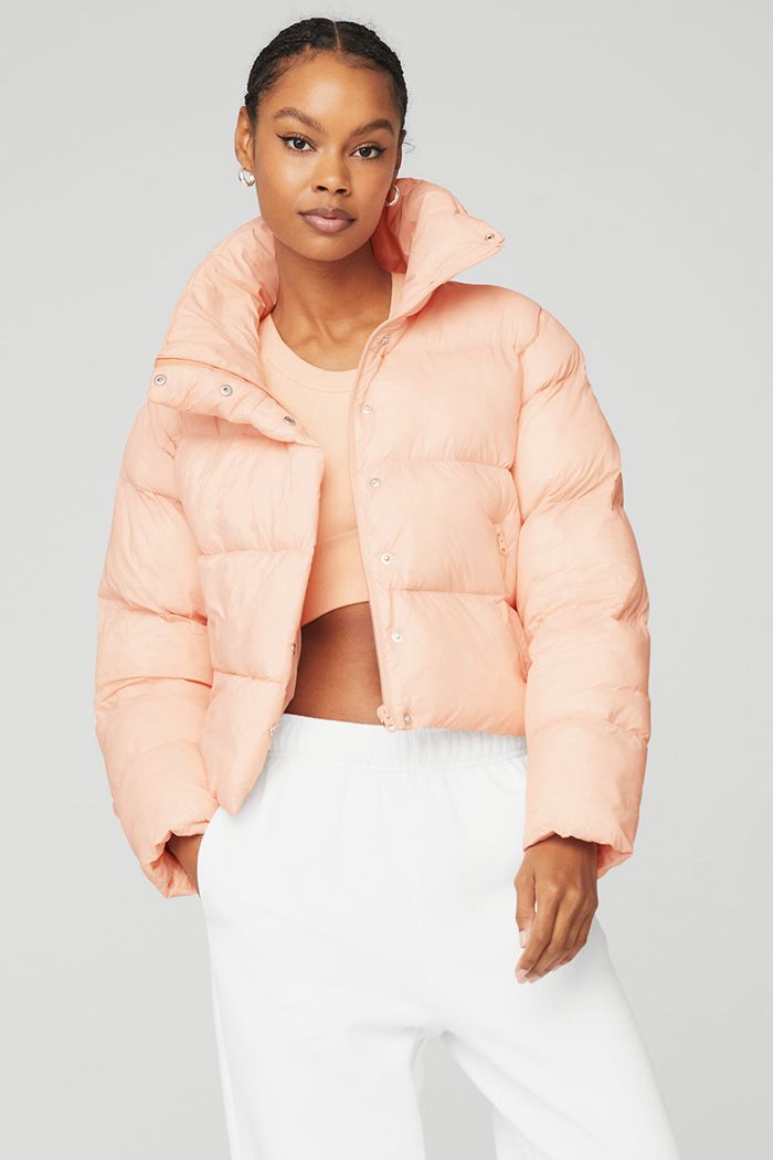 Kurtki Alo Yoga Gold Rush Puffer Damskie Beżowe | OUBHW7569